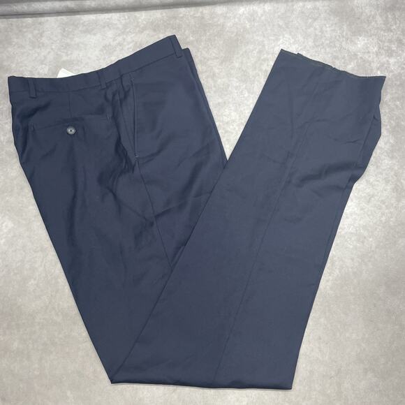 Joseph Jos A Bank Mens 36Wx38L Slim Fit Wool Navy Dress Pants Flat Front No Hem - Picture 6 of 8